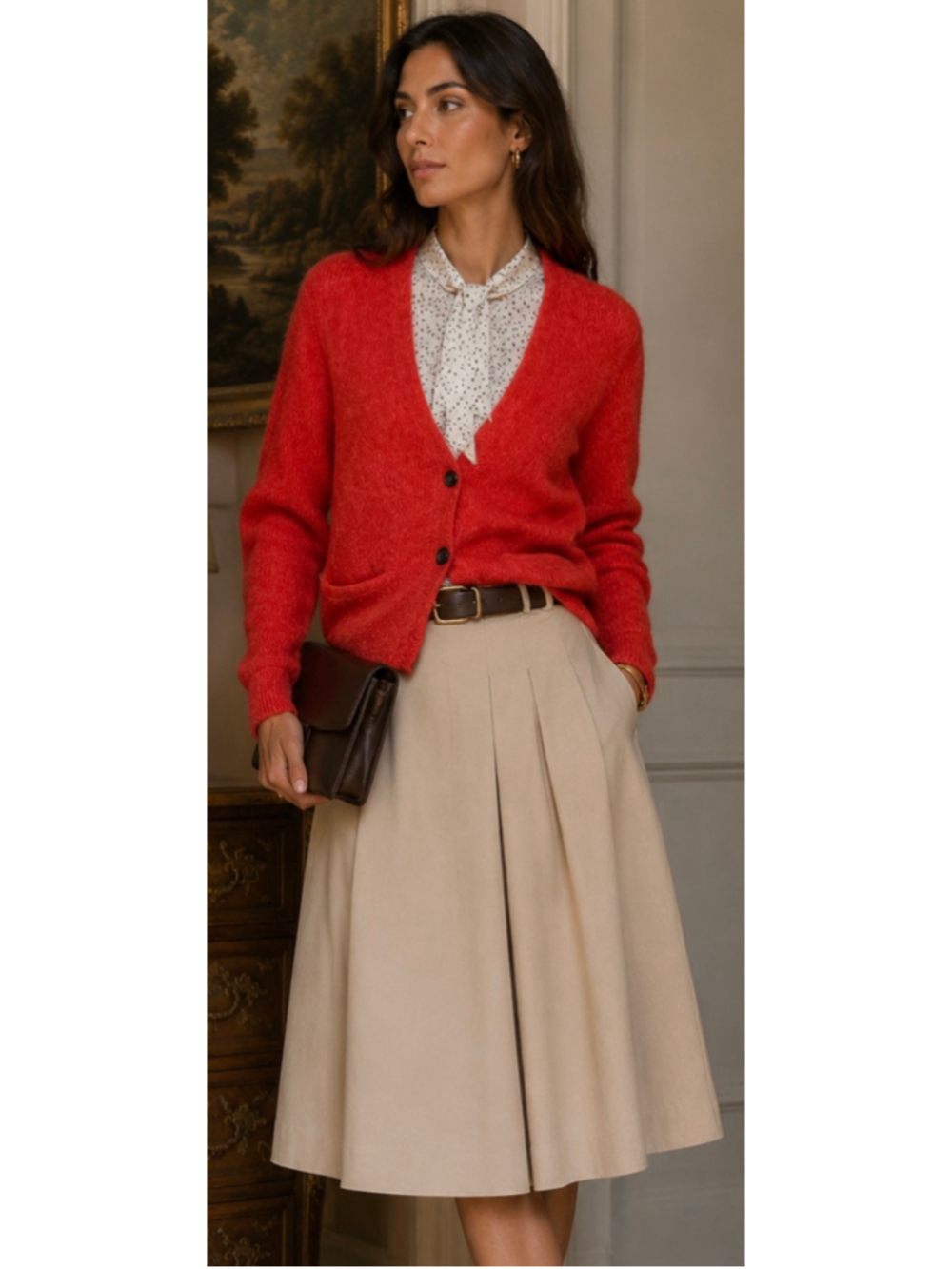 PureCashmere NYC Red Orange Cardigan Sweater Size XS/S New Quiet Luxury Fall